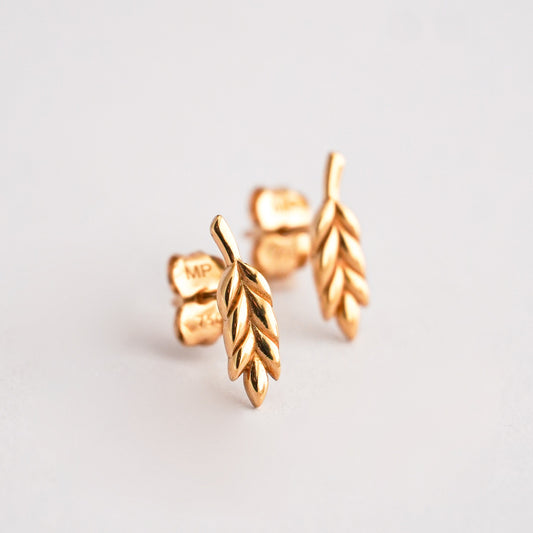 Aretes hoja en Oro18k