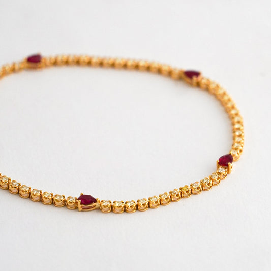 Tenis Lyra con rubí y diamantes naturales en oro 18k