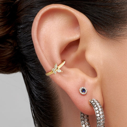 Earcuff Mariposa con diamantes naturales en Oro18k