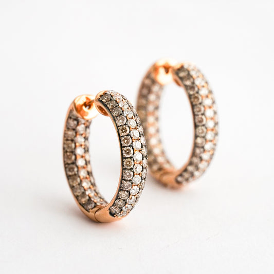 Argollas champagne con diamante naturales en oro18k