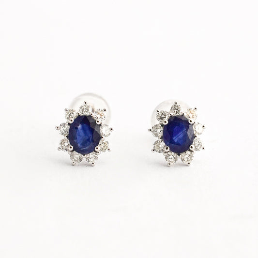 Arete imperial con zafiro y diamantes naturales en Oro18k blanco
