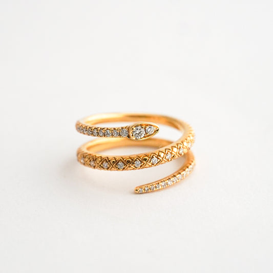 Anillo Spira Serpiente con diamantes naturales Oro18k