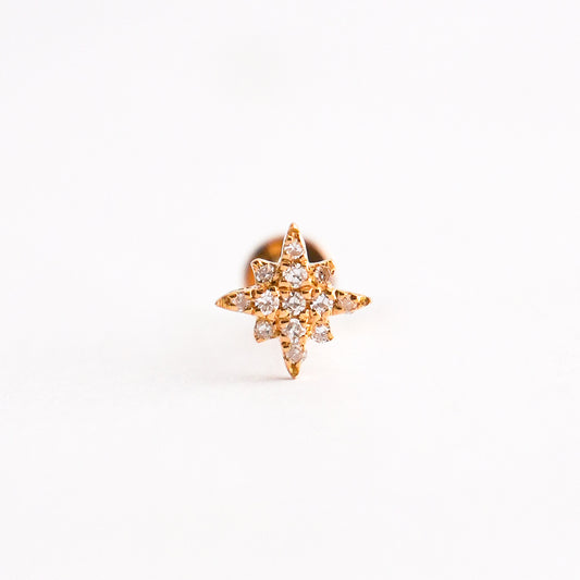 Piercing Estrella del norte en Oro18k con diamantes naturales
