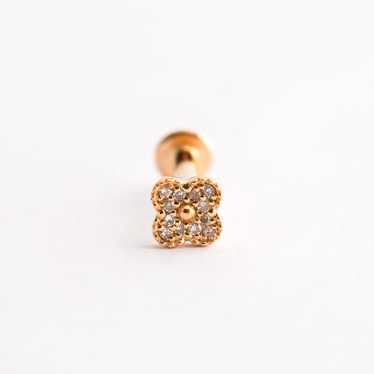 Piercing trebol en Oro18k con diamantes naturales