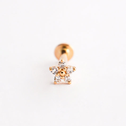 Piercing mini flor en Oro18k con diamantes naturales