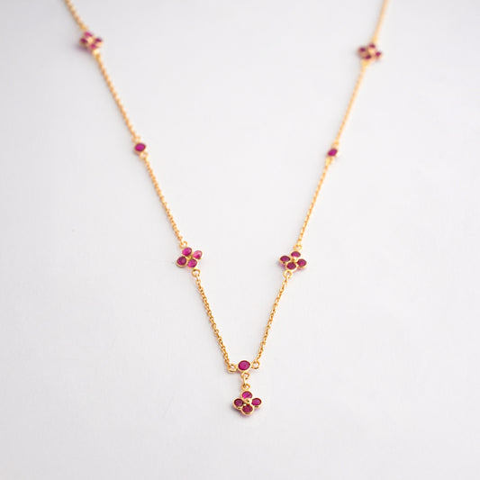 Collar Floreal rubi en Oro 18K Amarillo