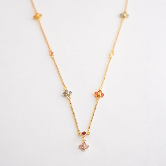 Collar Floreal Fancy zafiros en Oro 18K Amarillo