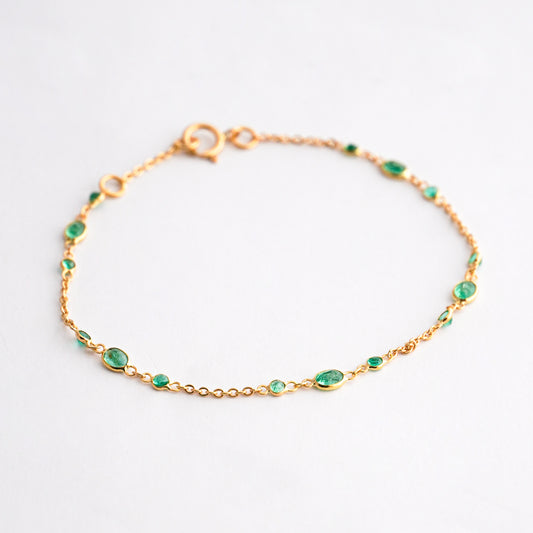 Pulsera Esmeralda trilogia en Oro 18K Amarillo