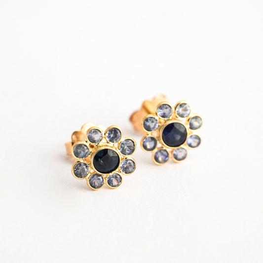 Aretes Aurora Azul en Oro 18K Amarillo