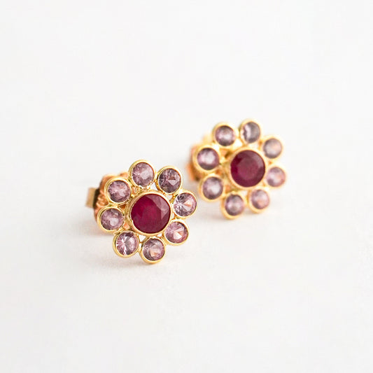 Aretes Aurora Rosa en Oro 18K Amarillo