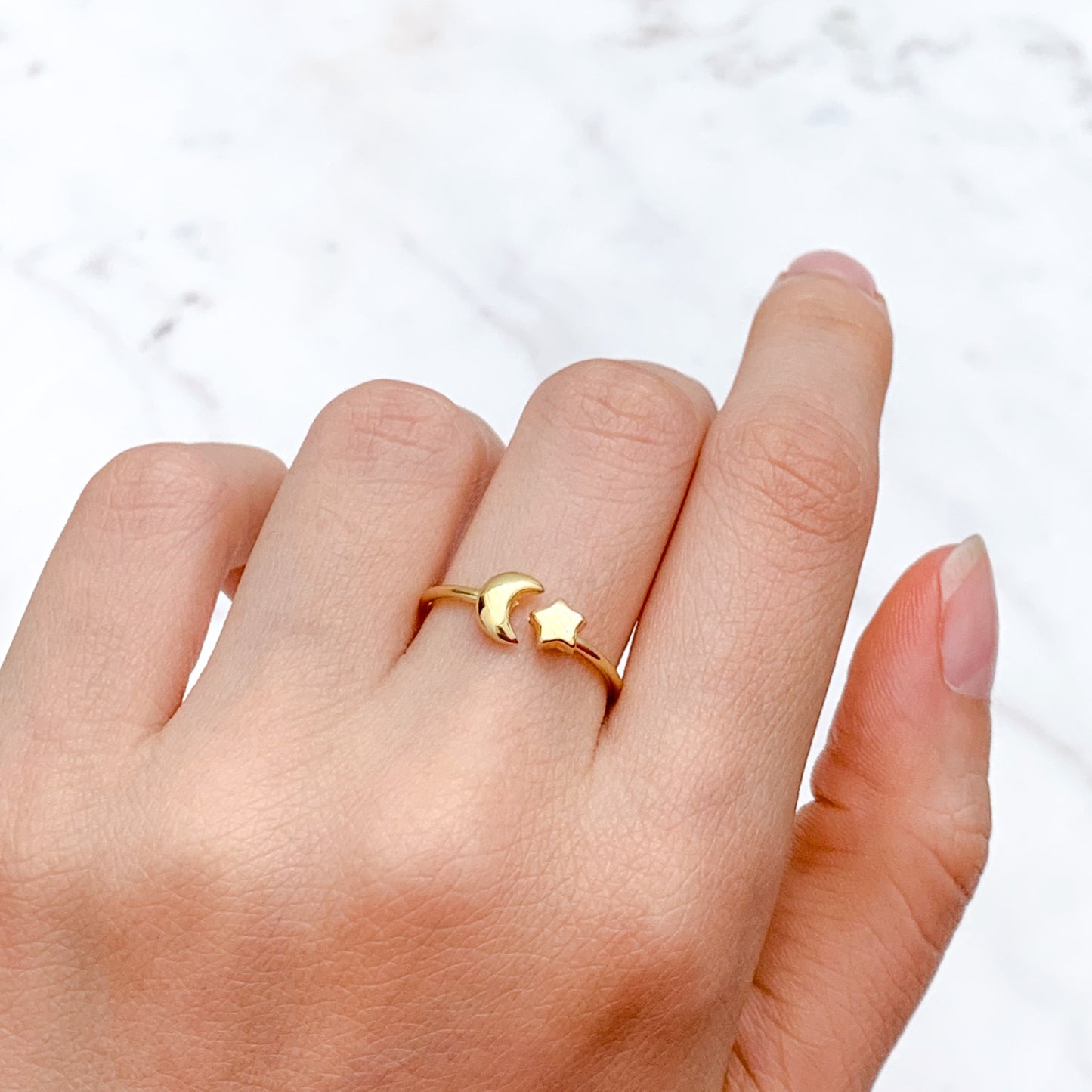 Anillo Luna y Estrella en Oro18k